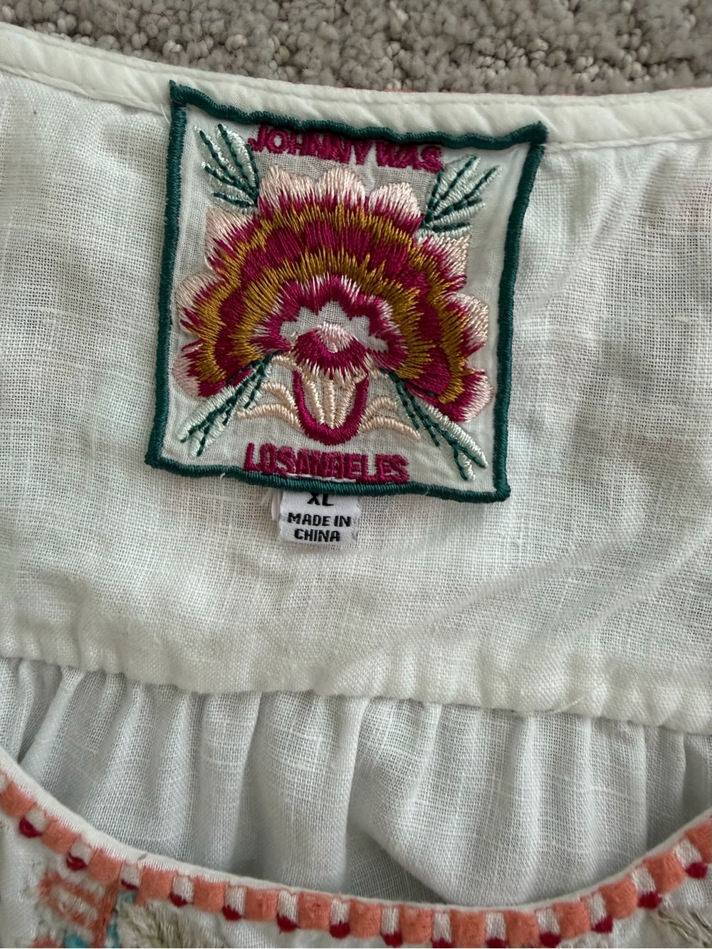 Johnny Was Linen Embroidered Floral Dress, Size XL - Picture 4 of 5